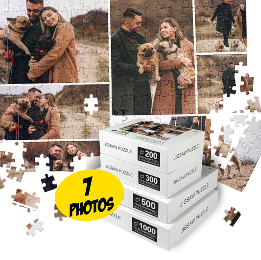 Photo Collage Puzzle, Add 7 Pictures Custom Jgsaw for Adults - Custamazegifts.com