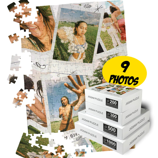 Jigsaw Puzzle Сollage of 9 Photos, Birthday Keepsake Custom Gift - Custamazegifts.com