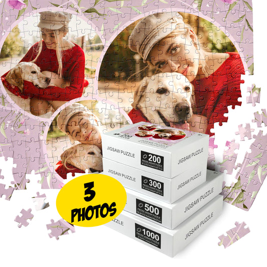 Three Picture Collage Puzzle, Perfect for Couples, Anniversaries, Weddings, or Valentine’s Day.