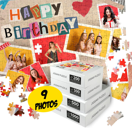 Custom Jigsaw Puzzle Collage for Birthday, Personalized Photo Gift - Custamazegifts.com