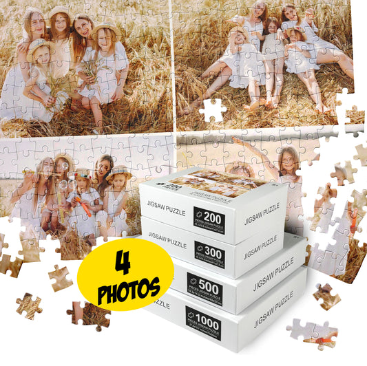 Personalized Collage four Photo Puzzle, Custom Jigsaw Puzzle - Custamazegifts.com