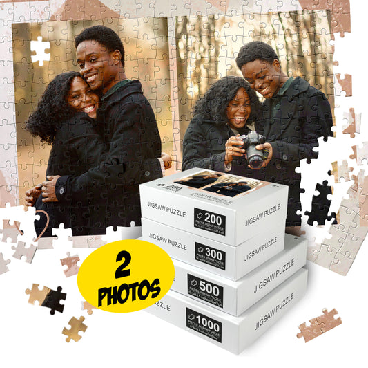 Custom Photo Puzzle Collage of Two Pictures, Relationship Gift - Custamazegifts.com
