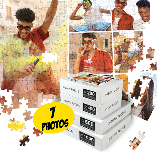 Personalized Photo Collage Puzzle, Add 7 Photos Custom Jigsaw Puzzles - Custamazegifts.com