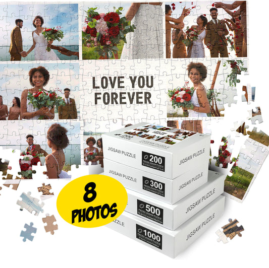 Love You Forever Collage from 8 Photos 200, 300, 500, 1000 Piece Puzzle