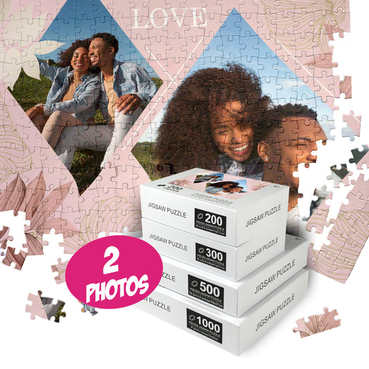 Your Photos On Puzzle Collage, Custom Game Puzzle 200 300 500 1000 Piece - Custamazegifts.com