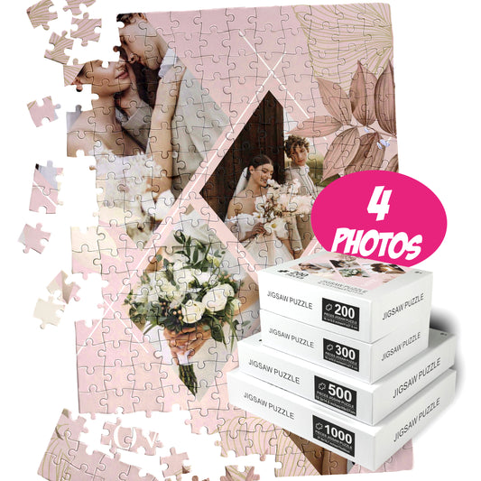 Four Photos Collage Puzzle, for Couples, Lovers, Anniversary, Wedding, Valentine's Day - Custamazegifts.com