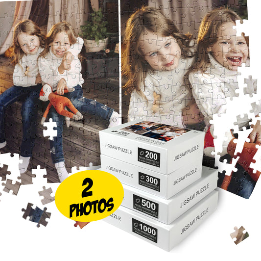 Personalized Puzzle Collage, 200 300 500 1000 Piece Jigsaw Puzzle from 2 Photos - Custamazegifts.com