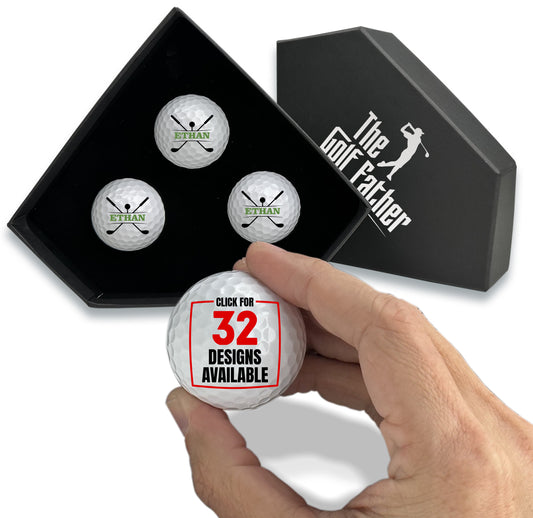 Custom Printed Golf Balls Set of 3, Golf Gifts for Men - Custamazegifts.com