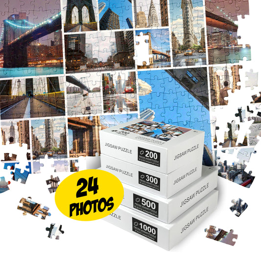 24 Photos Collage Puzzle, Adult Jigsaw Puzzles Unique Gift - Custamazegifts.com