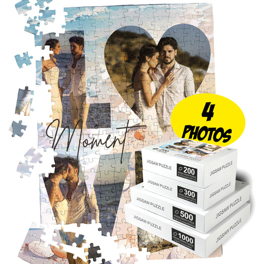 Love Moment Custom Photo Puzzle Collage of Four Pictures, Relationship Gift