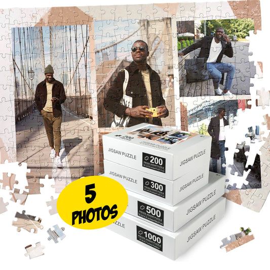 Customized Puzzle Collage of 5 Photos, Personalized Present with Your Pictures - Custamazegifts.com