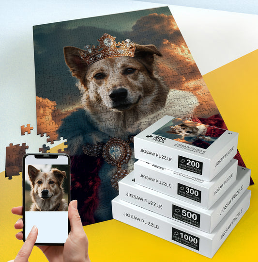 King Dog Portrait Custom Puzzle from Photo, Personalized Gift for Pet Owners PC21
