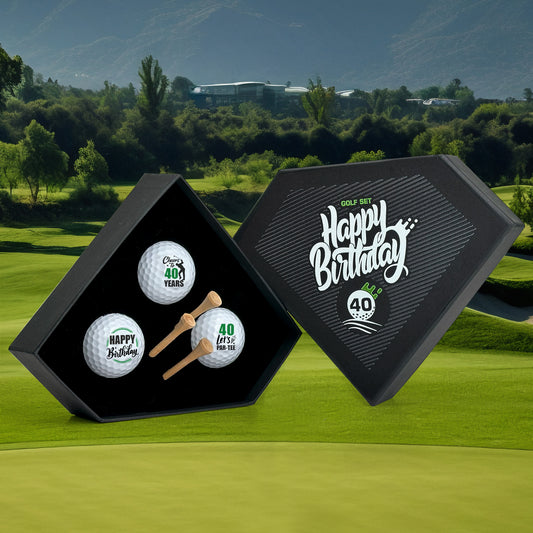 Happy Birthday Golf Gift Box, Personalized 3 Golf Balls with Your Age and 3 Tees - Custamazegifts.com