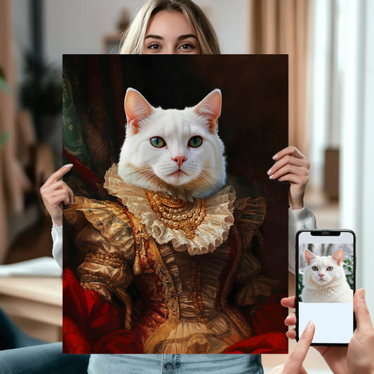 Princess Cat Personalized Pet Portrait from Photo, Cat Lover Gifts