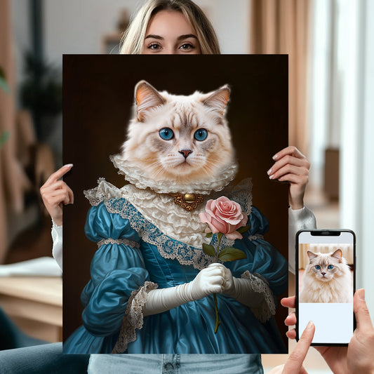 Custom Royal Cat Portrait Wall Art Printable Poster or Canvas