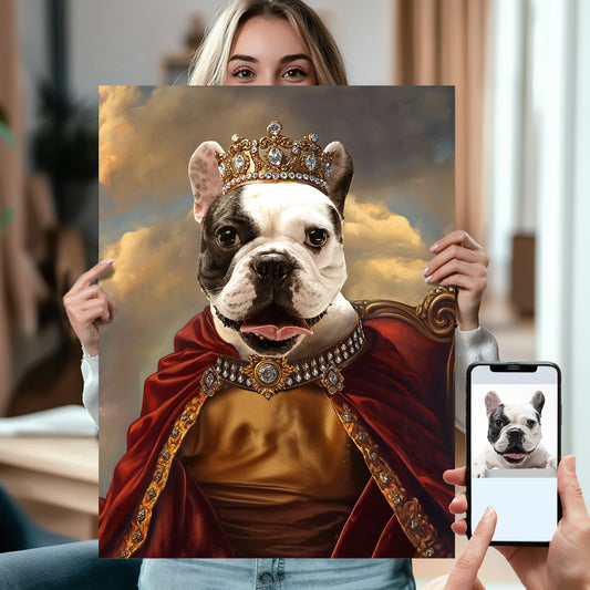 Royal Pet Portrait Custom Poster, King Dog Custom Canvas Print