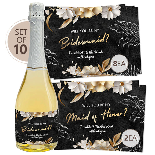 Will You Be My Bridesmaid Champagne Wine Bottle Label Set of 10 Stickers - Custamazegifts.com