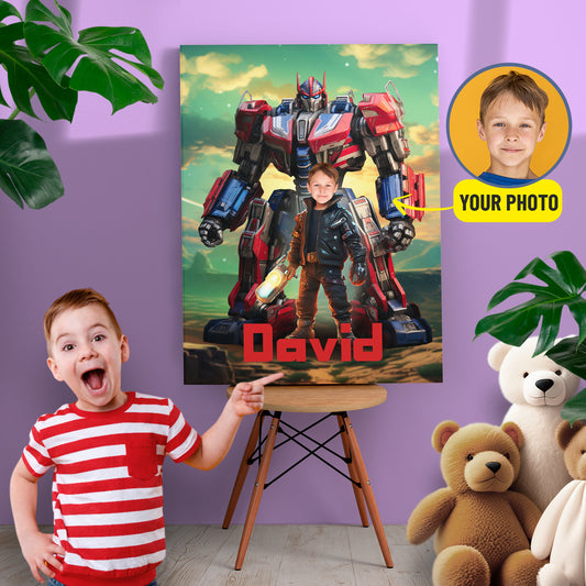 Kids Custom Canvas, Transformers Boys Portrait From Photo - Custamazegifts.com