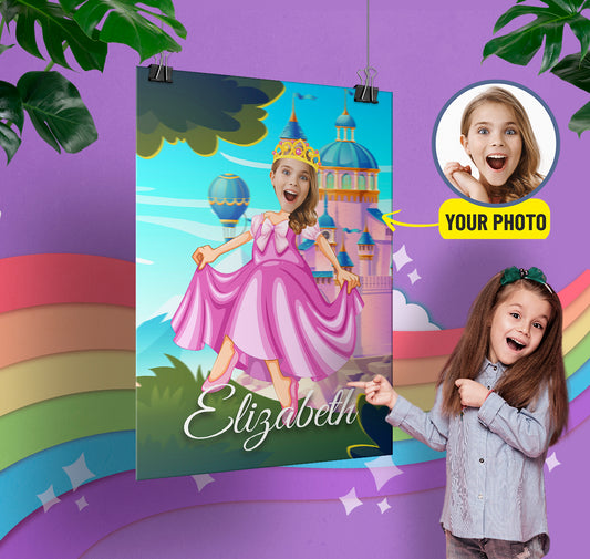 Personalized Print Poster Princess Castle, Custom Digital Print - Custamazegifts.com
