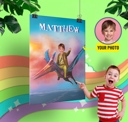 Pterodactyl Poster Wall Art from Photo, Dinosaur Lover Gift Artwork - Custamazegifts.com