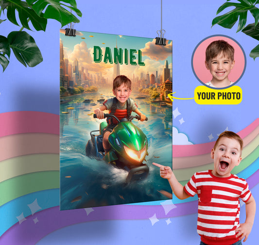Personalized Jet Ski Boy Photo Poster, Picture Poster Print - Custamazegifts.com