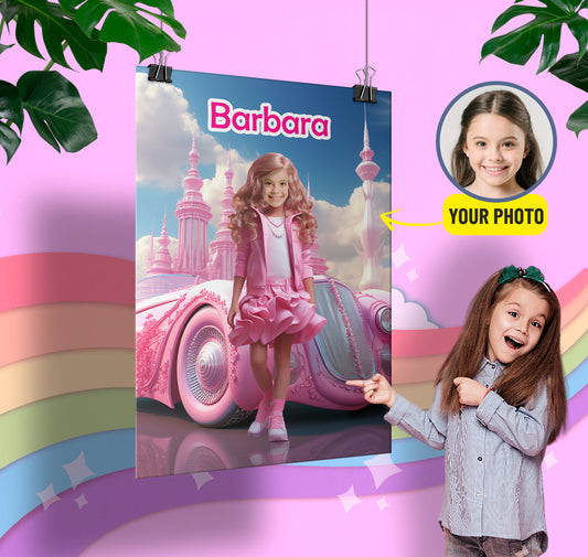 Personalized Barbie Girl Poster, Barbie Custom Photo Gift - Custamazegifts.com