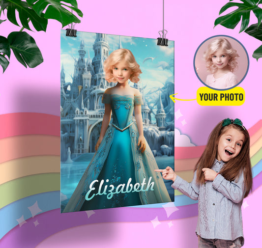Princess Custom Photo Poster, Elsa Frozen Digital Portrait - Custamazegifts.com