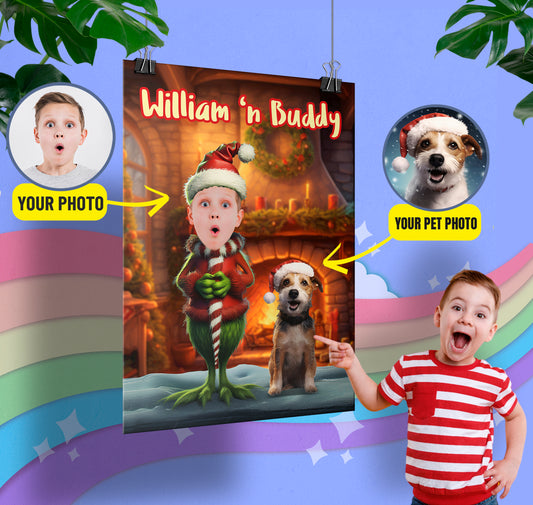 Personalize Boy Gift Grinch Christmas Wall Art Poster - Custamazegifts.com