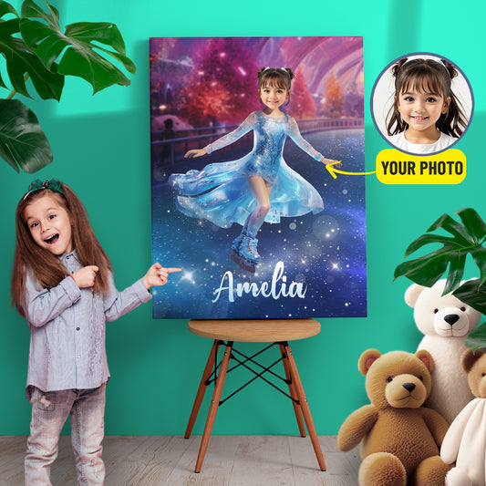 Figure Skating Room Decor, Kids Portrait Picture Canvas - Custamazegifts.com