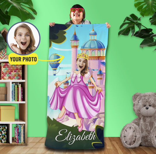 Personalized Photo Princess Towel, Baby Girls Custom Beach Towel - Custamazegifts.com
