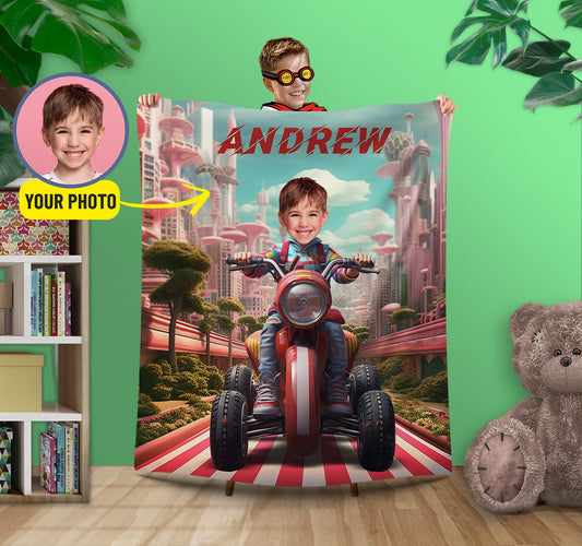 Custom Photo Blanket with Your Face, Personalized Quad Blanket - Custamazegifts.com