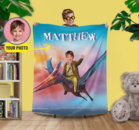 Pterodactyl Photo Throw Blanket for Kids - Custamazegifts.com