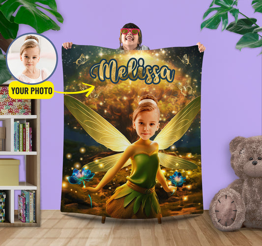 Personalized Blanket Tinkerbell Fairy Gift for Girls - Custamazegifts.com