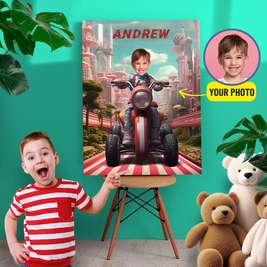 Custom Picture Canvas Quad Biker Boys Photo, Gifts for Kids and Adults - Custamazegifts.com