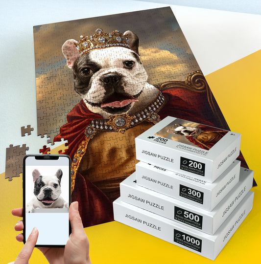 Royal Pet Portrait Custom Photo Puzzle, King Dog Personalized Puzzle PC20