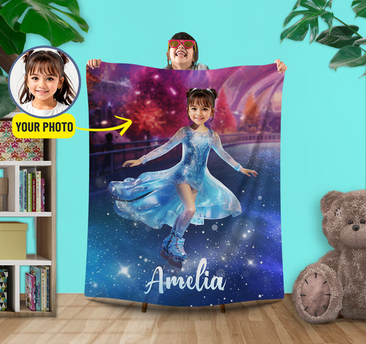 Figure Skating Gift Custom Photo Blanket, Picture Blankets for Girls - Custamazegifts.com