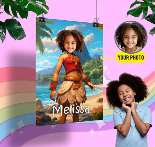 Personalized Poster Custom Prints Kids Moana Princess - Custamazegifts.com