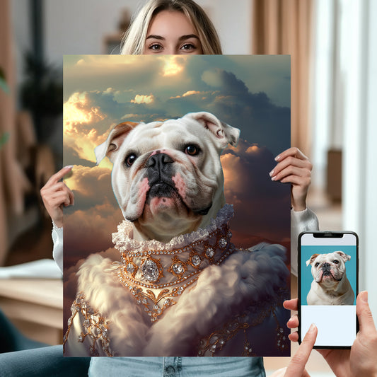 Regal Pet Portrait from Photo, Custom Dog Portrait Canvas Poster Wall Art