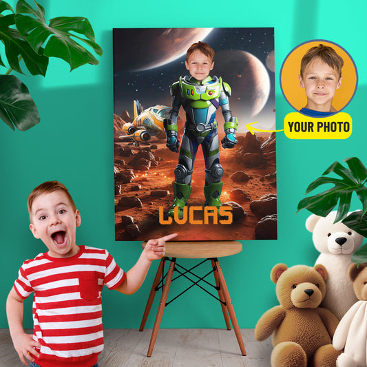 Custom Canvas Print Buzz Lightyear Boys Portrait From Photo - Custamazegifts.com