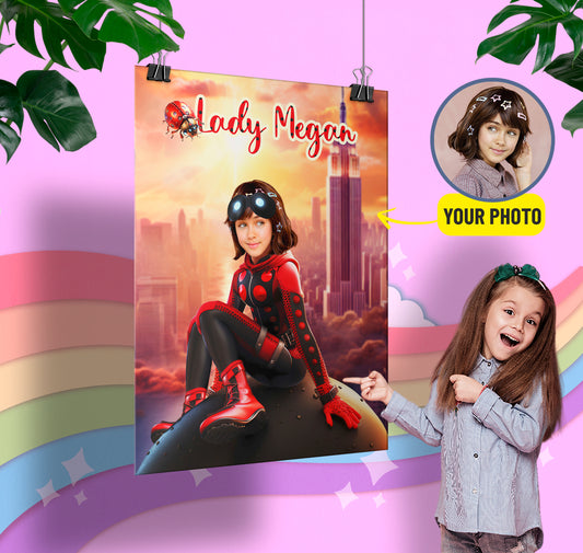 Picture Poster Miraculous Ladybug, Custom Kid Portrait Marinette - Custamazegifts.com