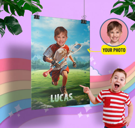 Personalized Lacrosse Boy Photo Poster, Sports Fan Digital Prints - Custamazegifts.com