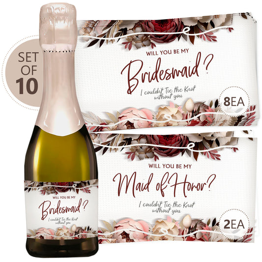 Bridesmaid Proposal Set of 10 Wine Champagne Bottle Labels, Bachelorette Favors - Custamazegifts.com