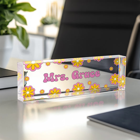 Retro Style Custom Name Plate for Desk, Bold Font Acrylic Sign