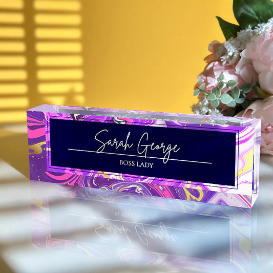 Purple Custom Office Name Plate Gifts for Boss Coworkers - Custamazegifts.com