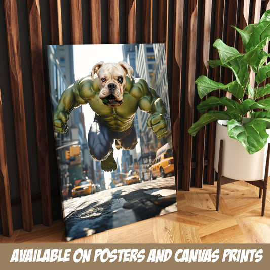 Superhero Pet Portrait, Funny Pet Portrait Poster or Canvas Wall Art