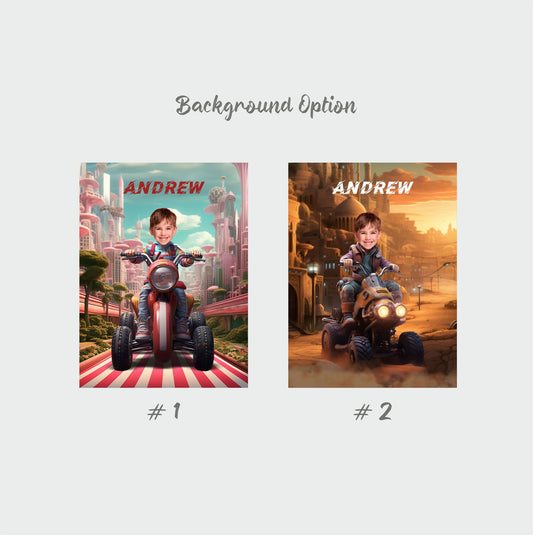 Custom Picture Canvas Quad Biker Boys Photo, Gifts for Kids and Adults - Custamazegifts.com