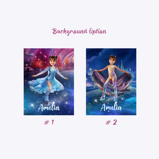 Figure Skating Room Decor, Kids Portrait Picture Canvas - Custamazegifts.com