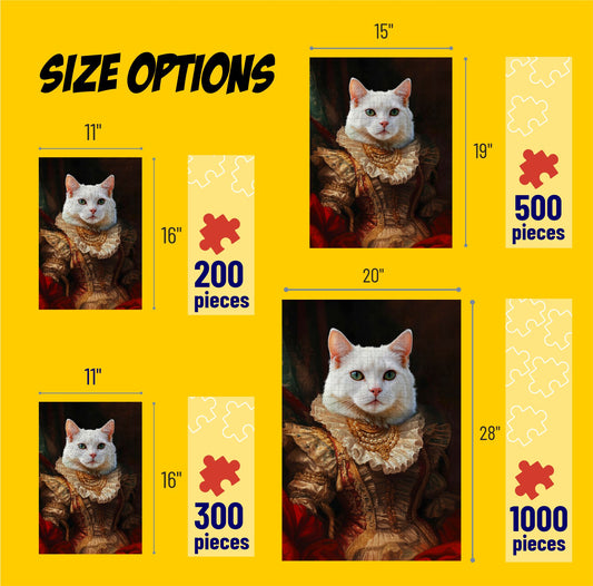 Custom Photo Puzzle, Queen Royal Cat Portrait Renaissance Art Puzzle PC23