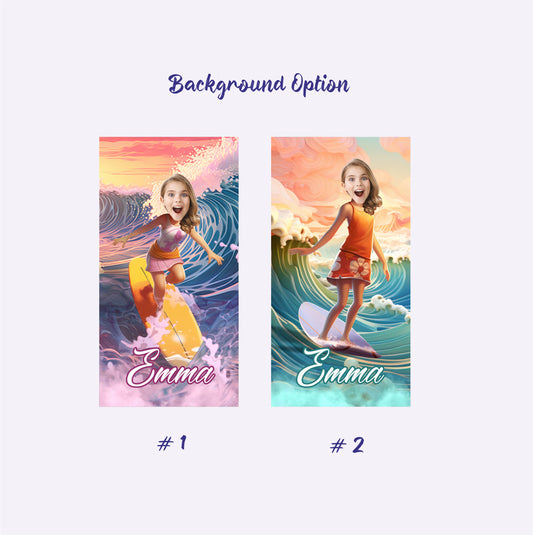 Surfer Girl Photo Face Beach Towel, Custom Beach Lover Gift - Custamazegifts.com