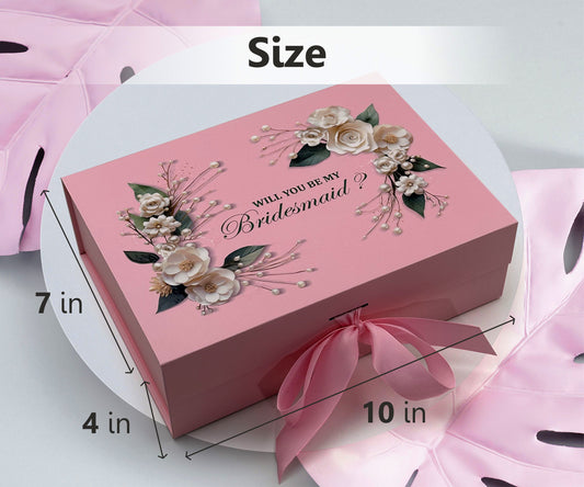 Pink Floral Gift Box for Bridesmaids Proposal - Custamazegifts.com